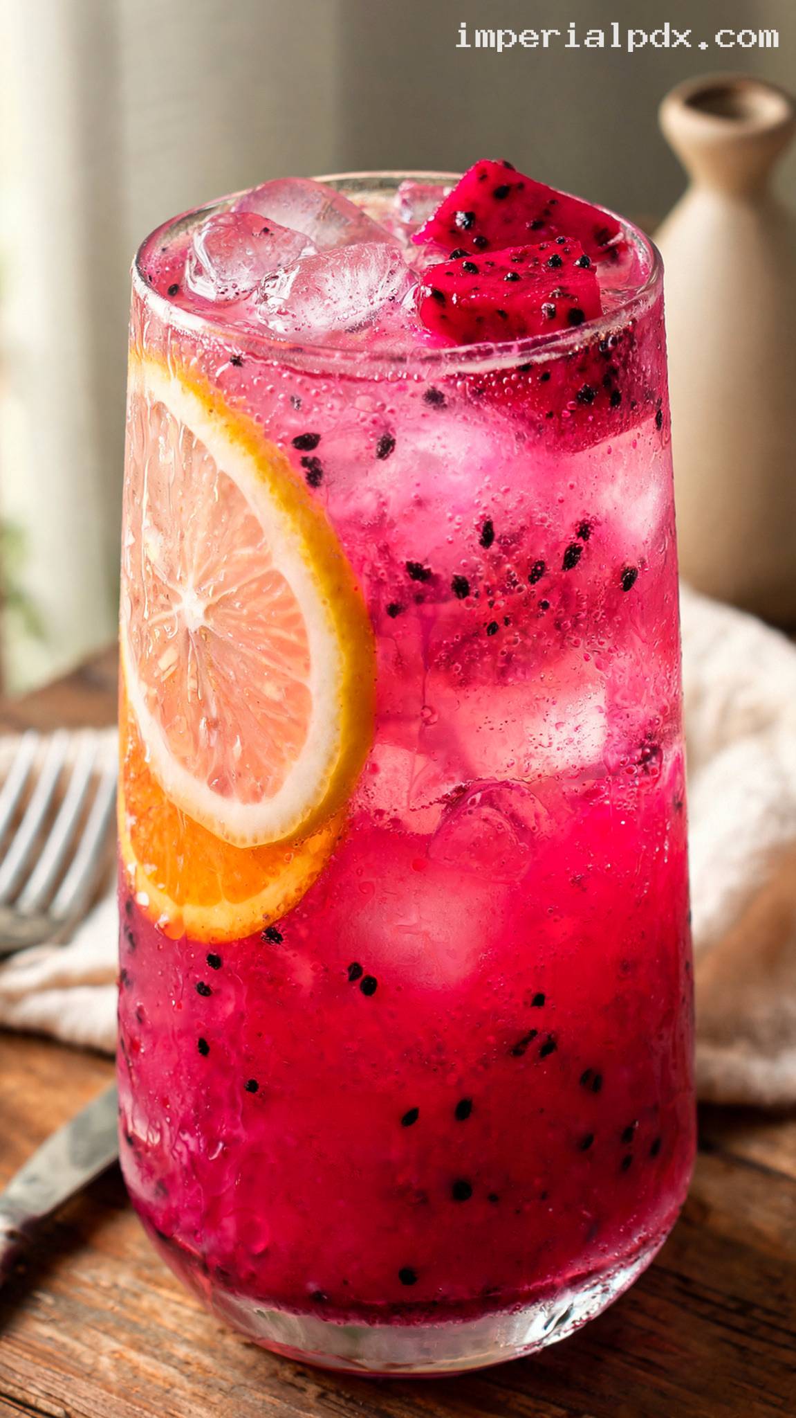 Refreshing Dragon Fruit Citrus Cooler – Closeup