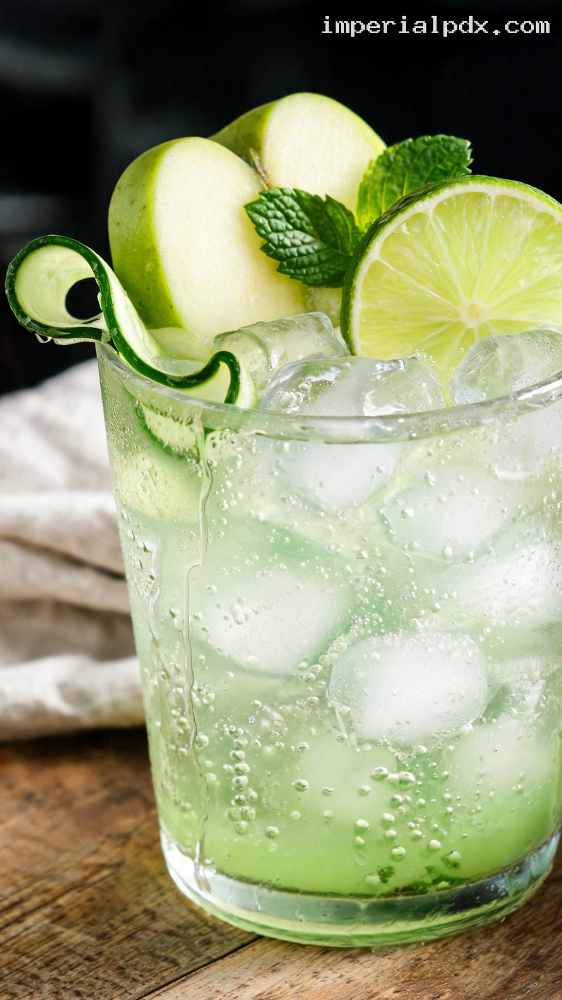 Refreshing Green Apple Cucumber Cooler – Closeup