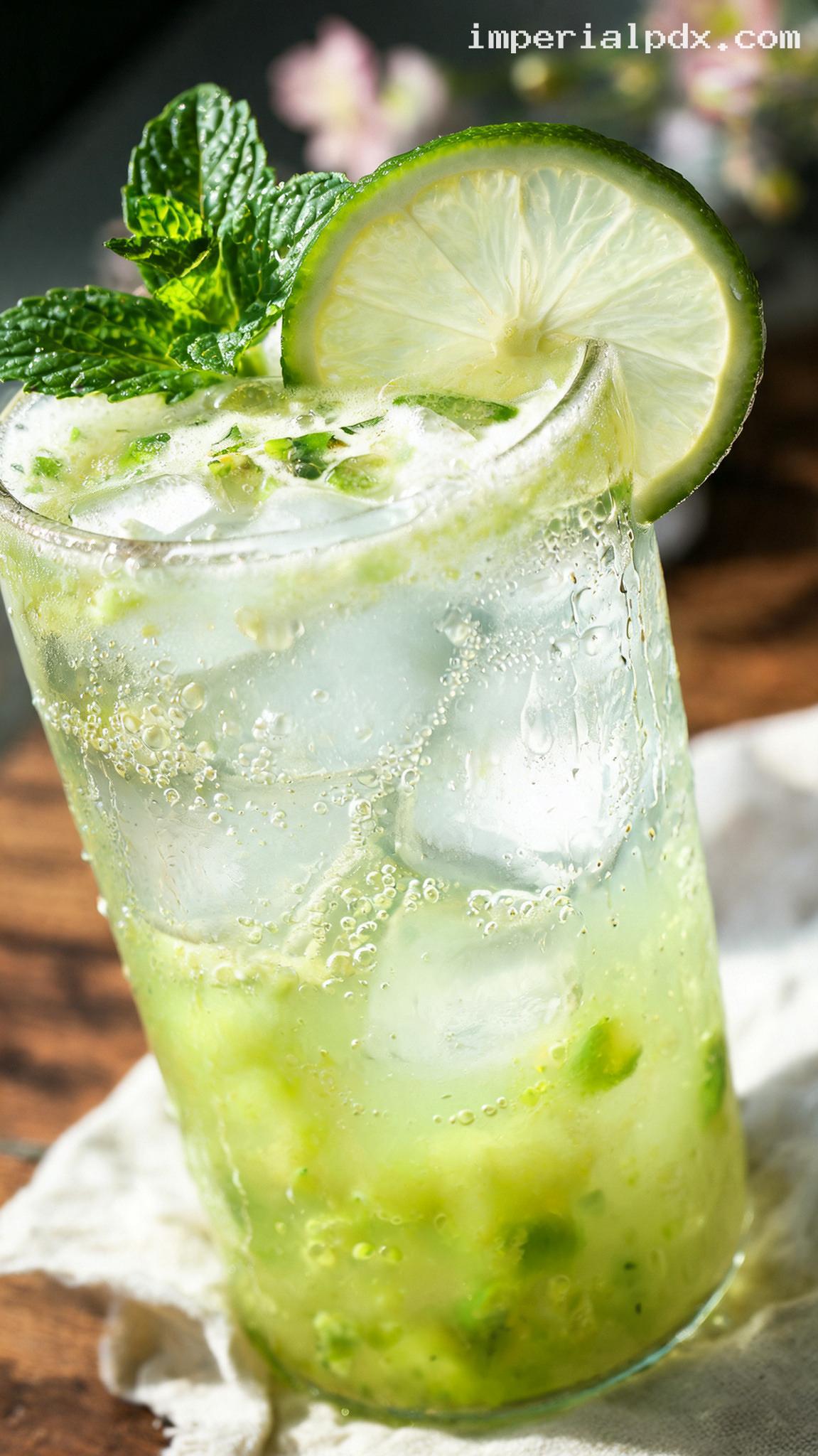 Refreshing Honeydew Mint Lime Splash – Closeup