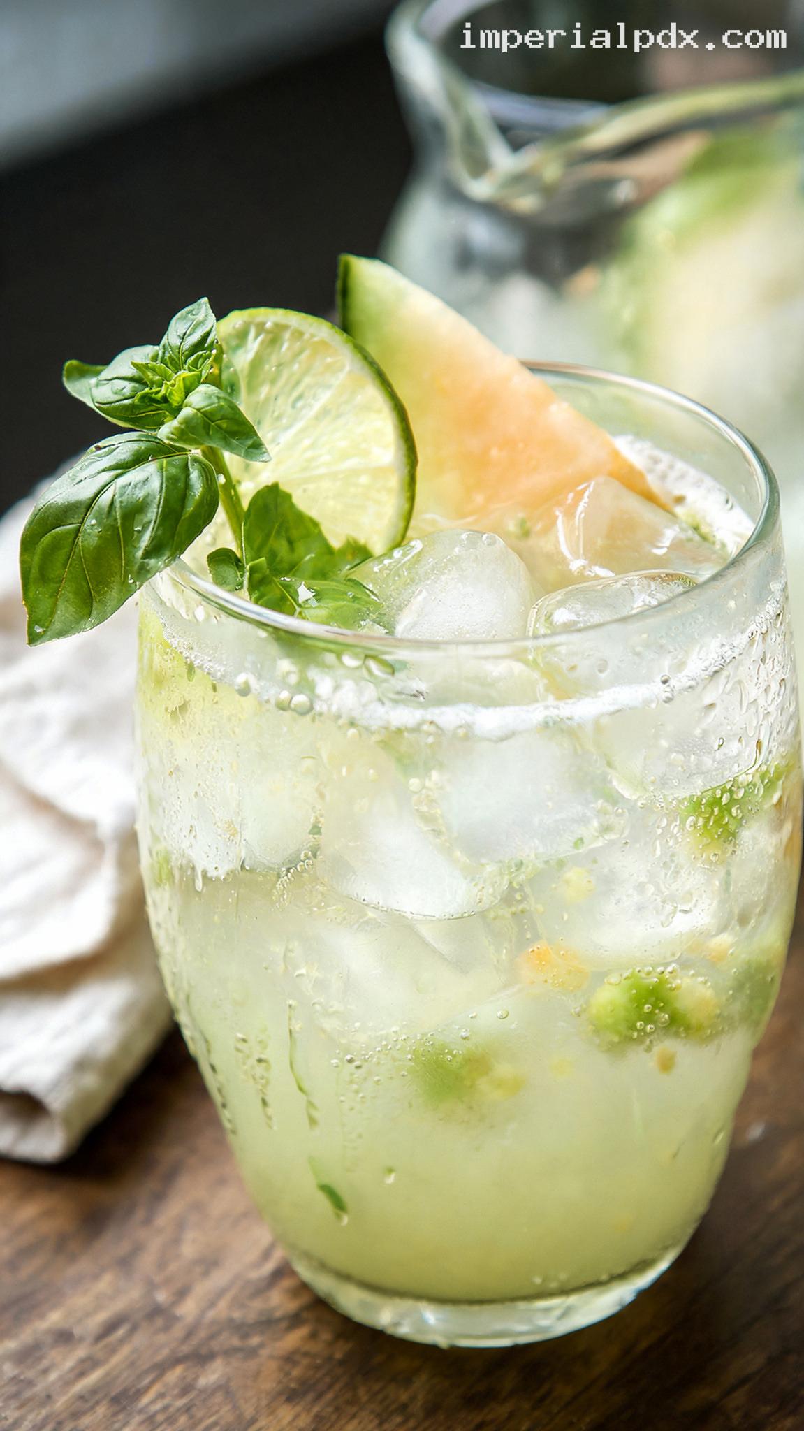 Refreshing Melon Basil Agua Fresca – Closeup