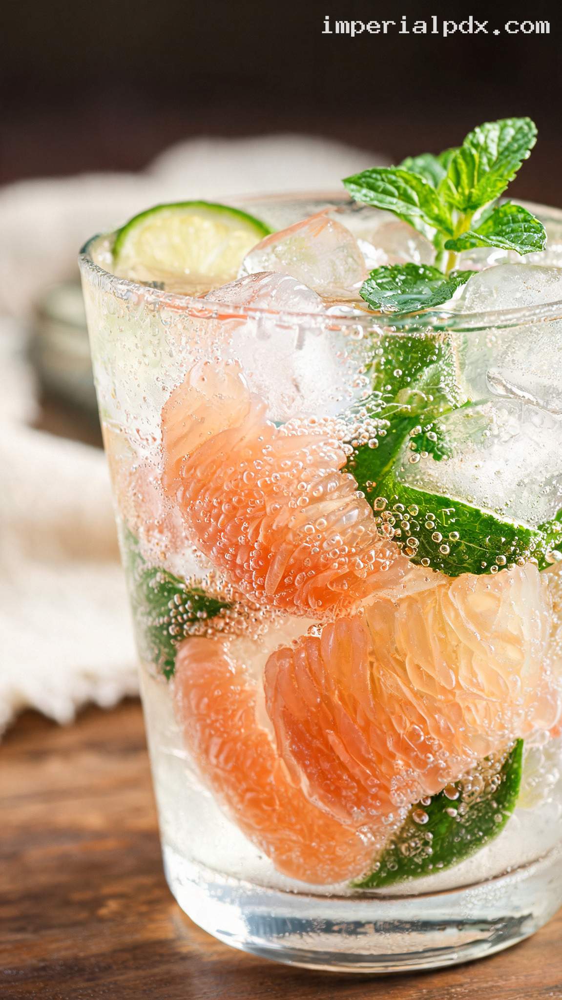 Refreshing Pomelo Mint Citrus Cooler – Closeup