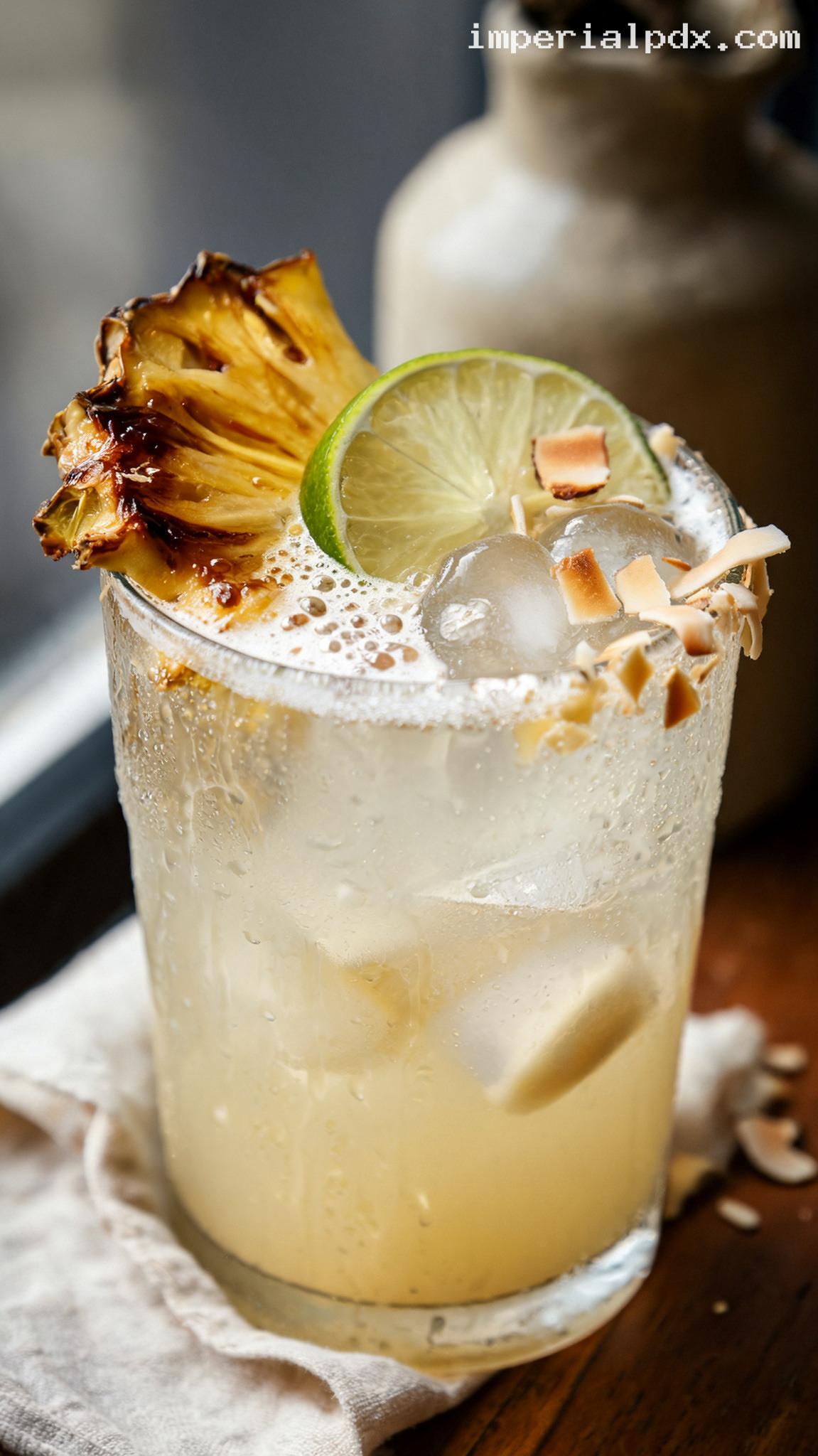 Roasted Pineapple Coconut Lime Splash – Closeup