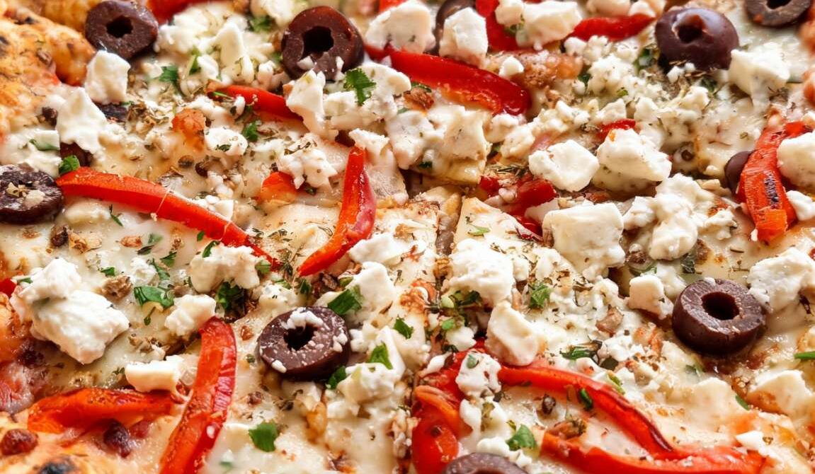 Roasted Red Pepper and Feta Pizza
