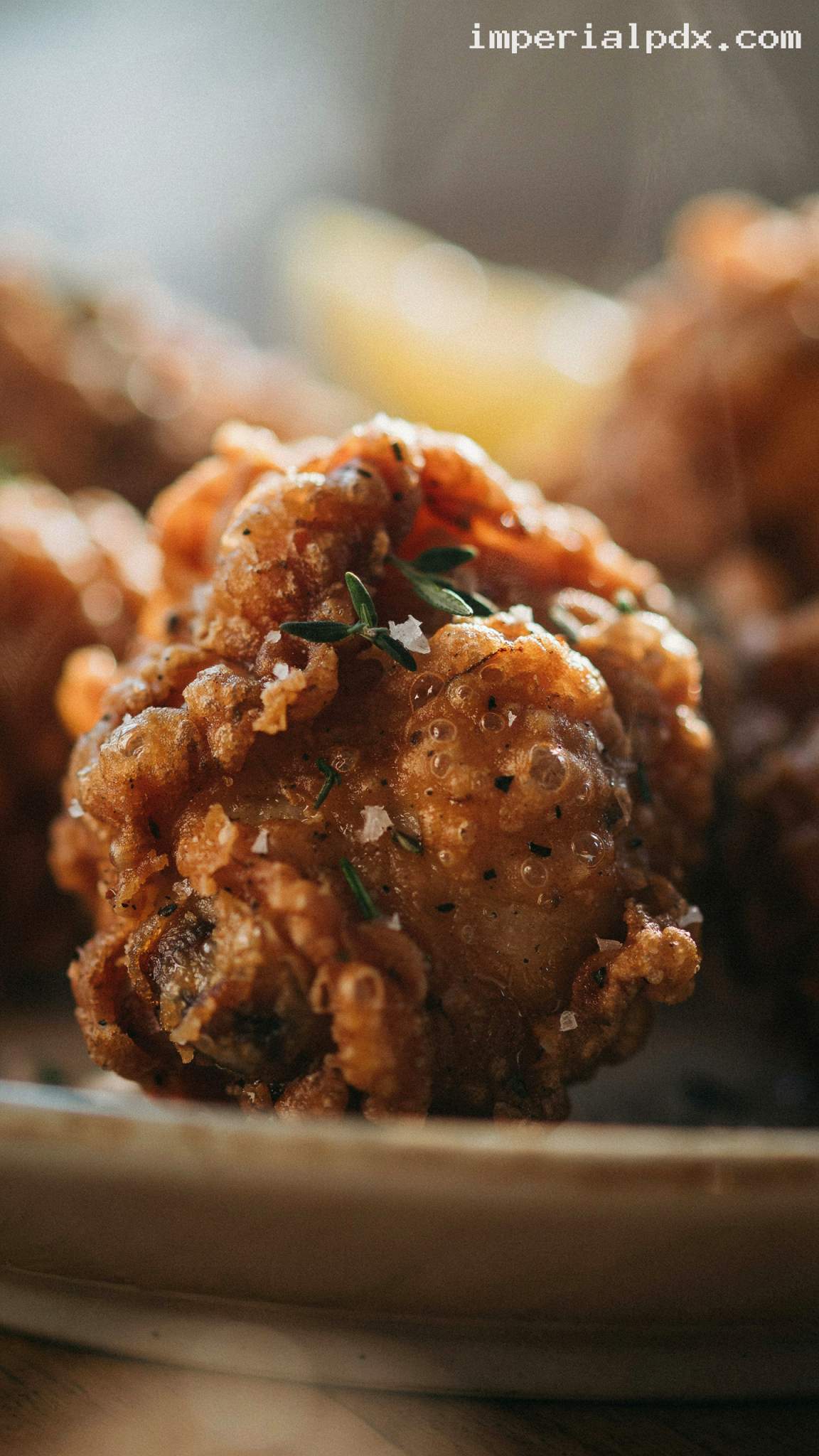 Rosemary and Thyme Herb-Brined Fried Chicken – Closeup
