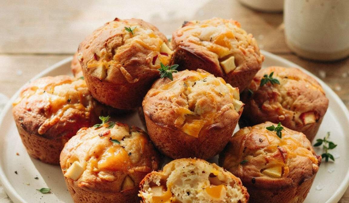 Savory Apple Cheddar Muffins With Thyme
