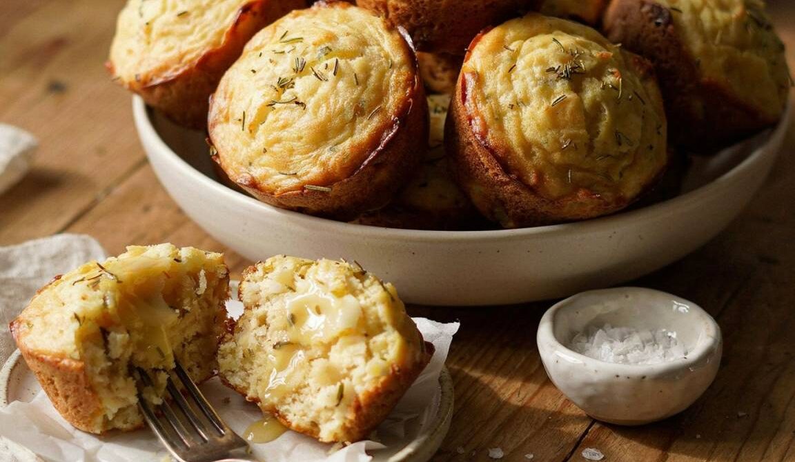 Savory Rosemary Corn Muffins With Buttery Crumb