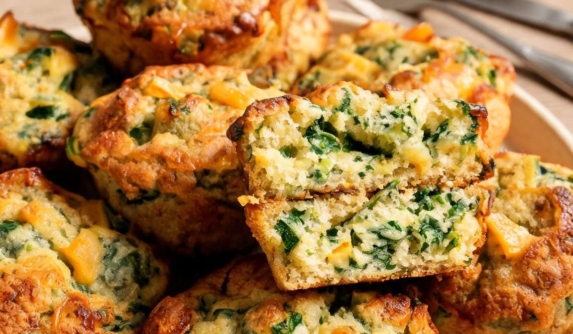 Savory Spinach and Cheddar Muffins