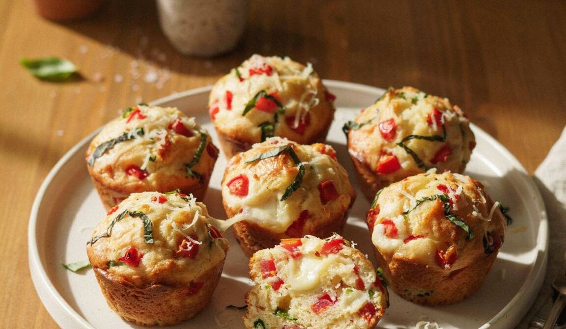 Savory Tomato Basil Muffins With Cheese
