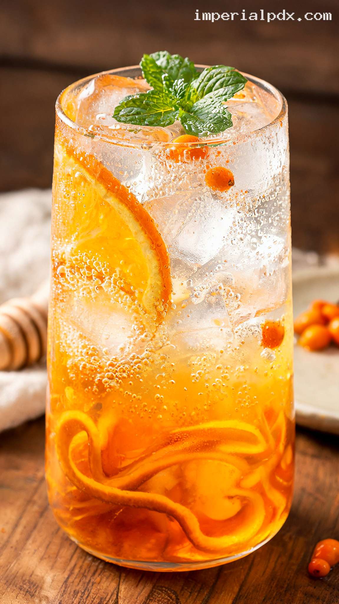 Seabuckthorn Honey Fizz – Closeup