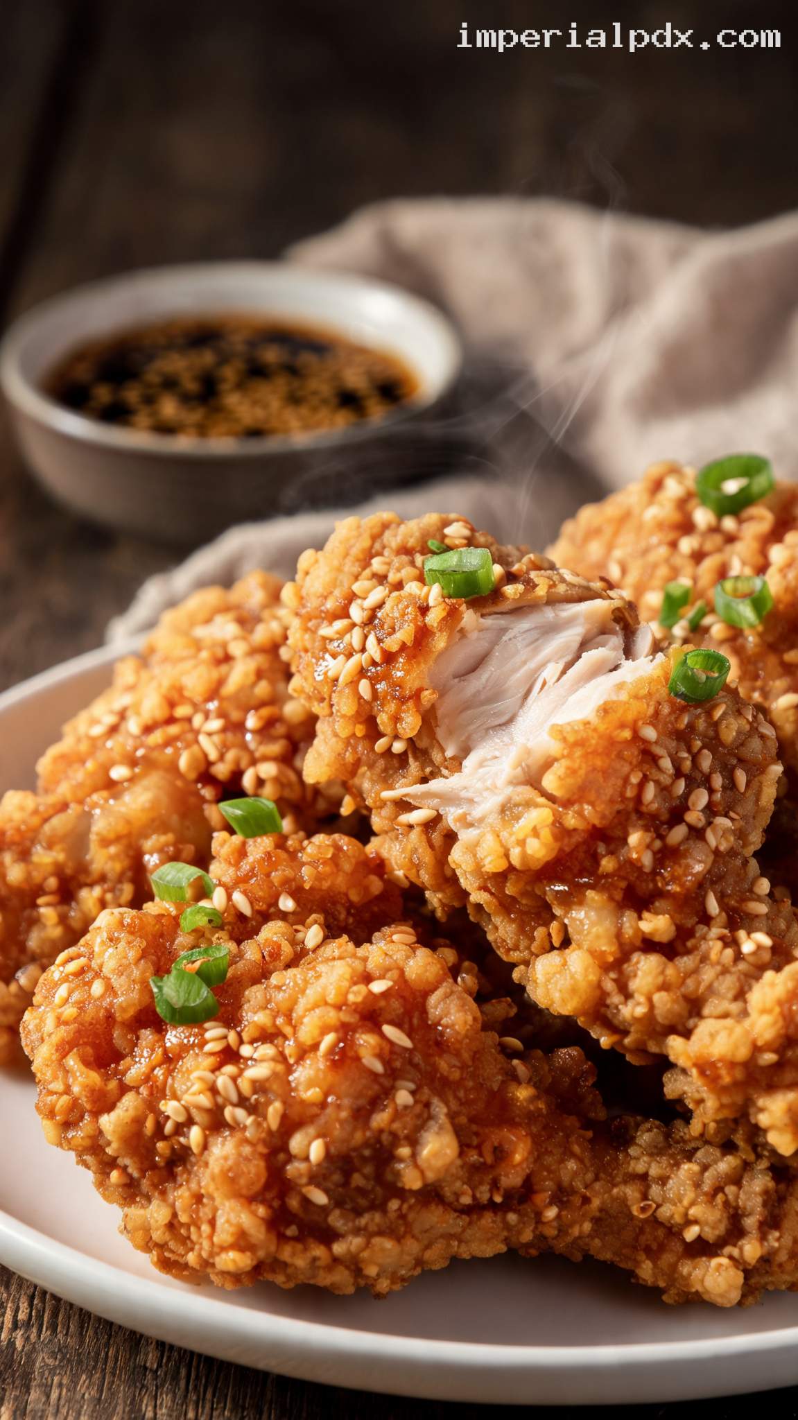 Sesame Ginger Fried Chicken – Closeup