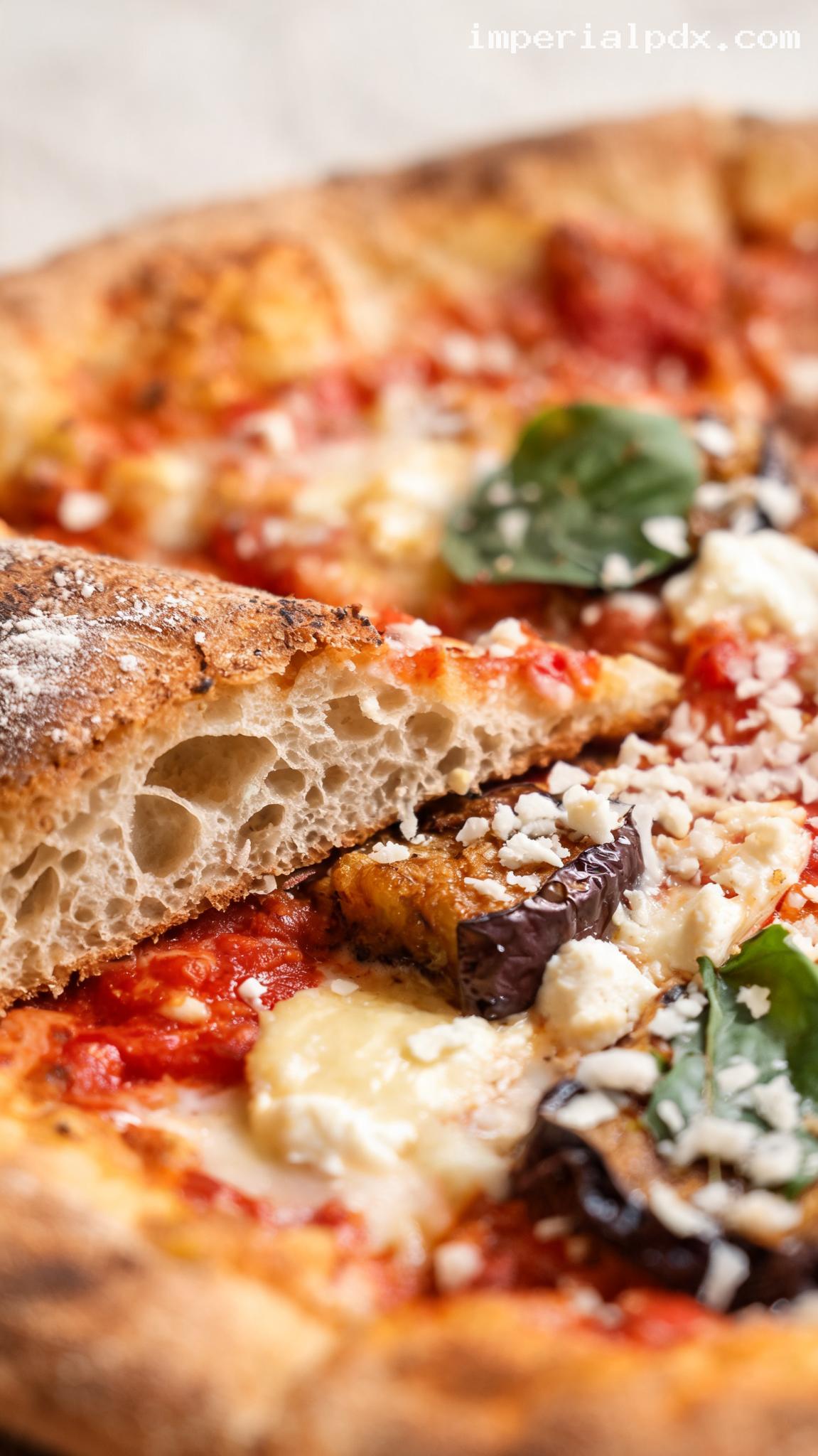 Sicilian Eggplant Pizza Alla Norma – Closeup