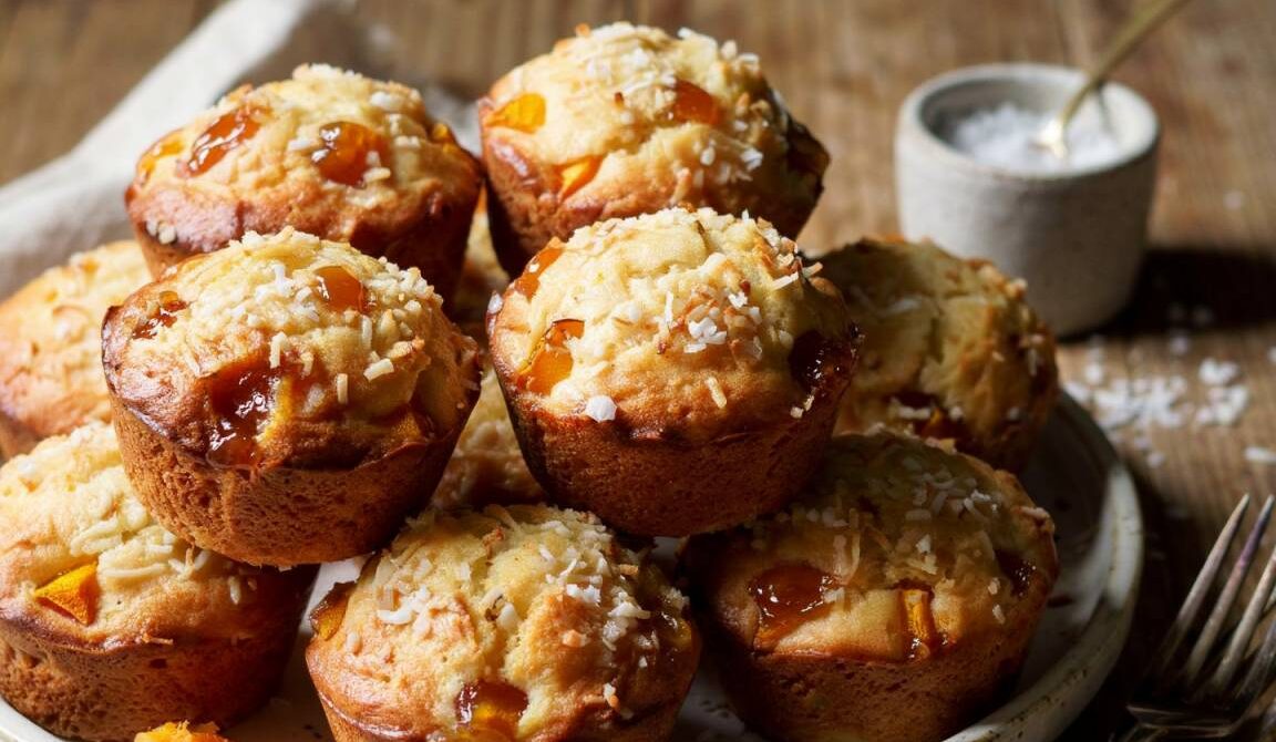 Soft Bakery-Style Apricot Coconut Muffins