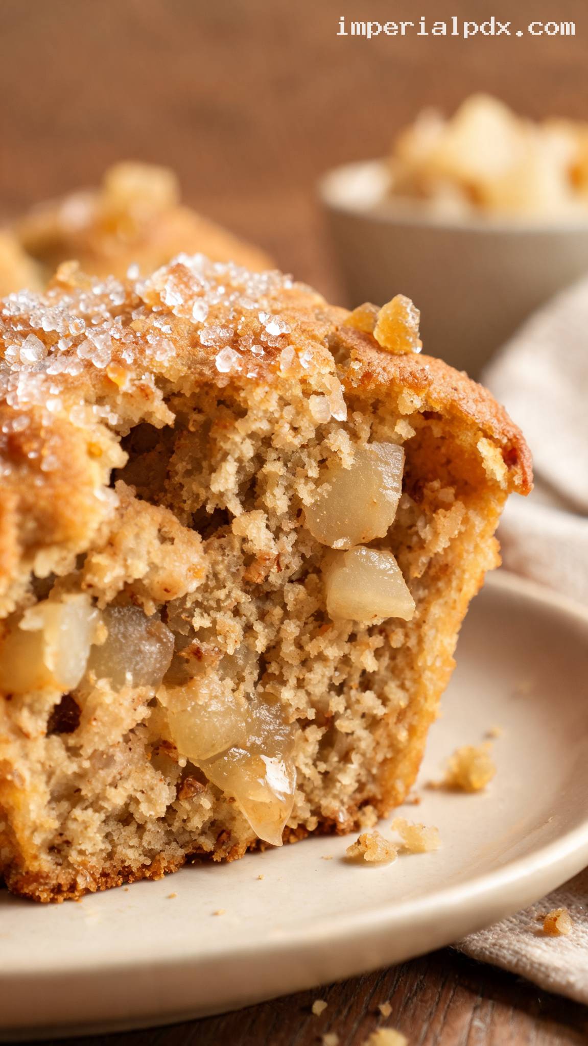 Soft Pear Ginger Muffins With Warm Spice – Closeup