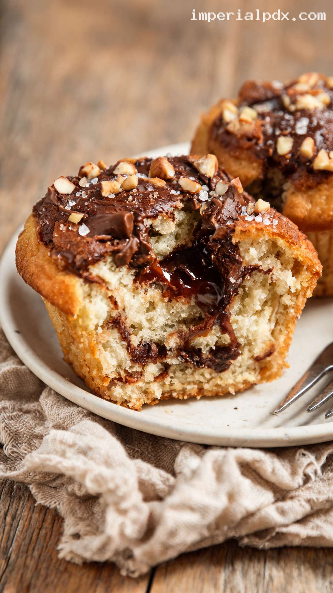 Soft Vanilla Nutella Swirl Muffins – Closeup