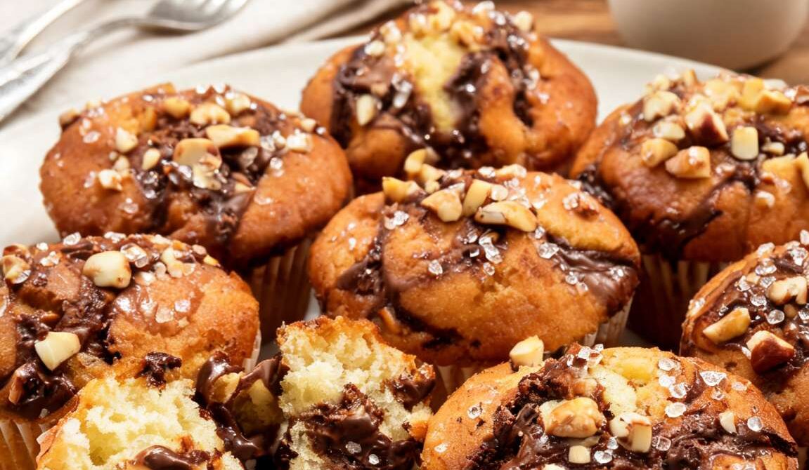 Soft Vanilla Nutella Swirl Muffins