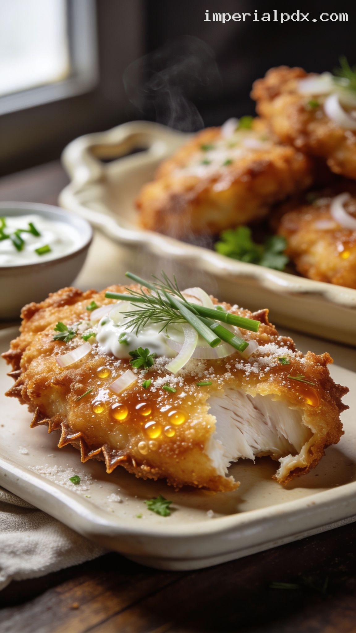 Sour Cream and Onion Fried Chicken – Closeup