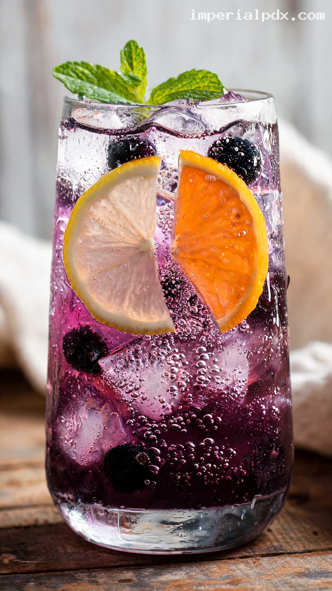 Sparkling Blackcurrant Citrus Fizz – Closeup