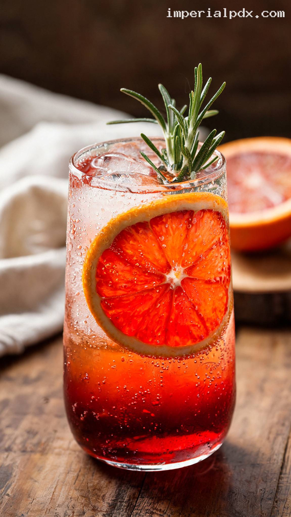 Sparkling Blood Orange Rosemary Spritz – Closeup