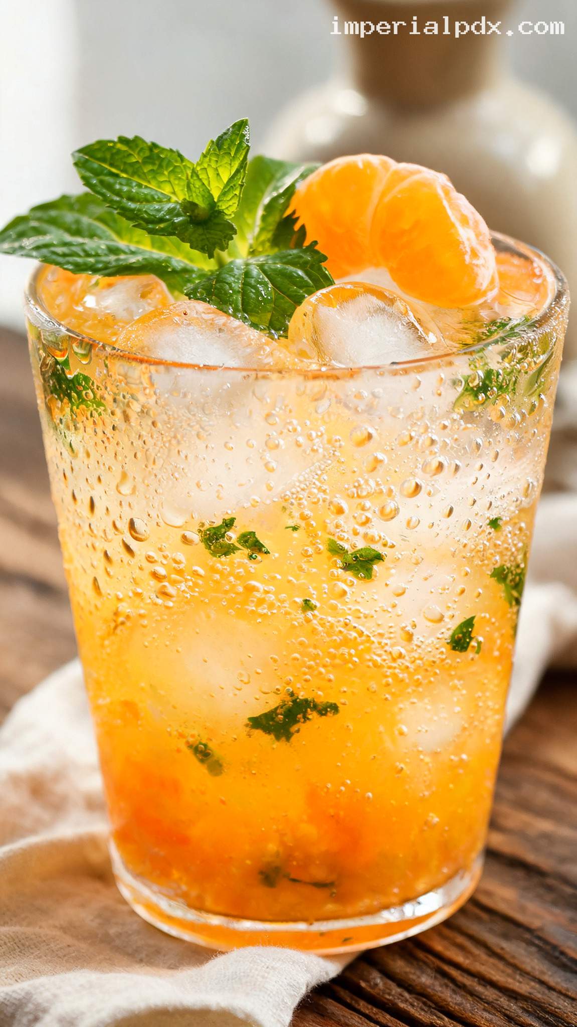 Sparkling Mandarin Mint Citrus Refresher – Closeup