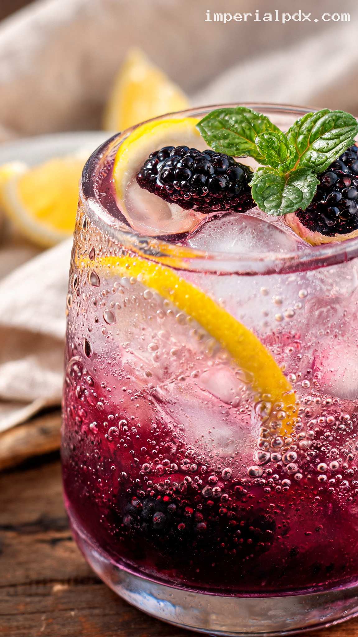 Sparkling Mulberry Lemonade Fizz – Closeup