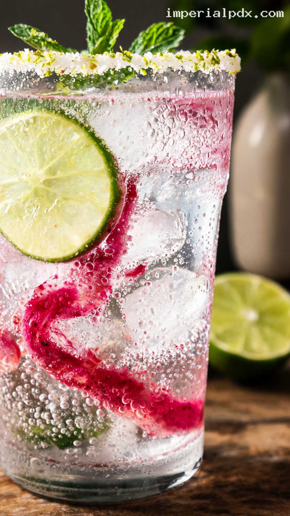 Sparkling Prickly Pear Lime Spritz – Closeup