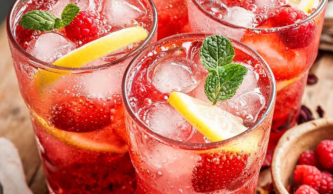 Sparkling Red Berry Hibiscus Drink