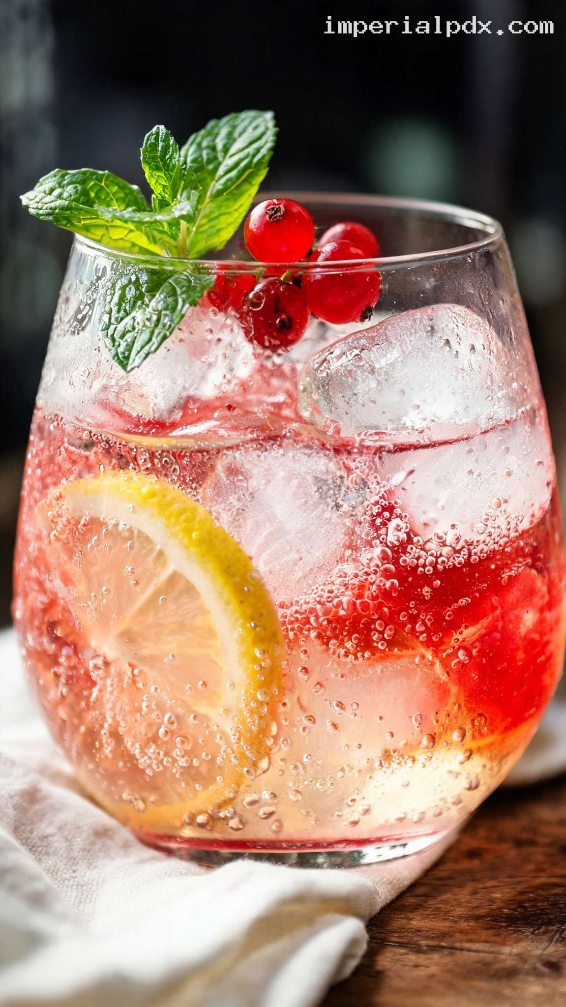 Sparkling Red Currant Lemon Spritz – Closeup