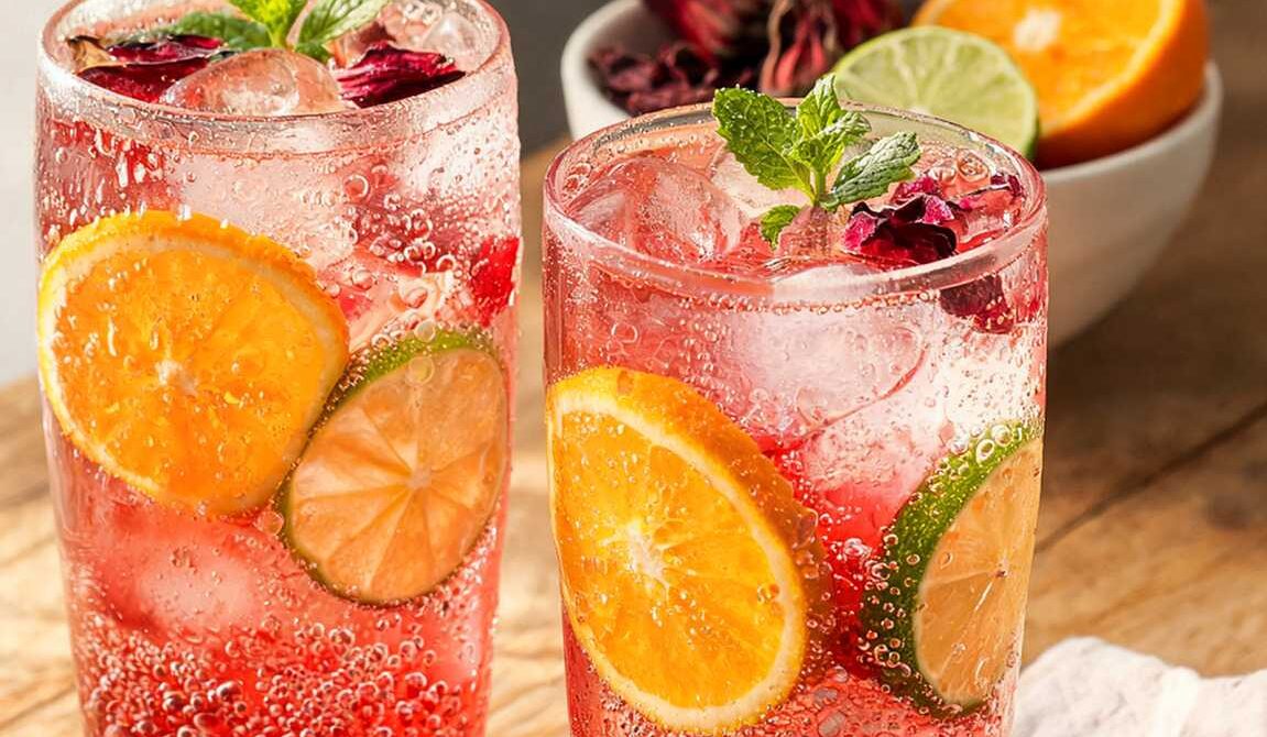 Sparkling Roselle and Citrus Cooler