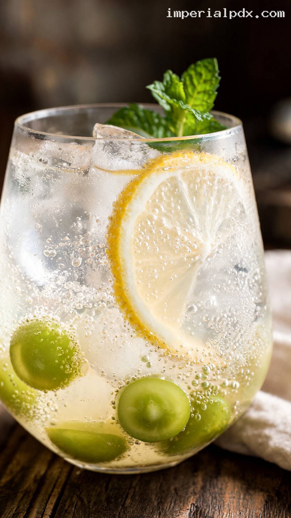 Sparkling White Grape Citrus Spritz – Closeup