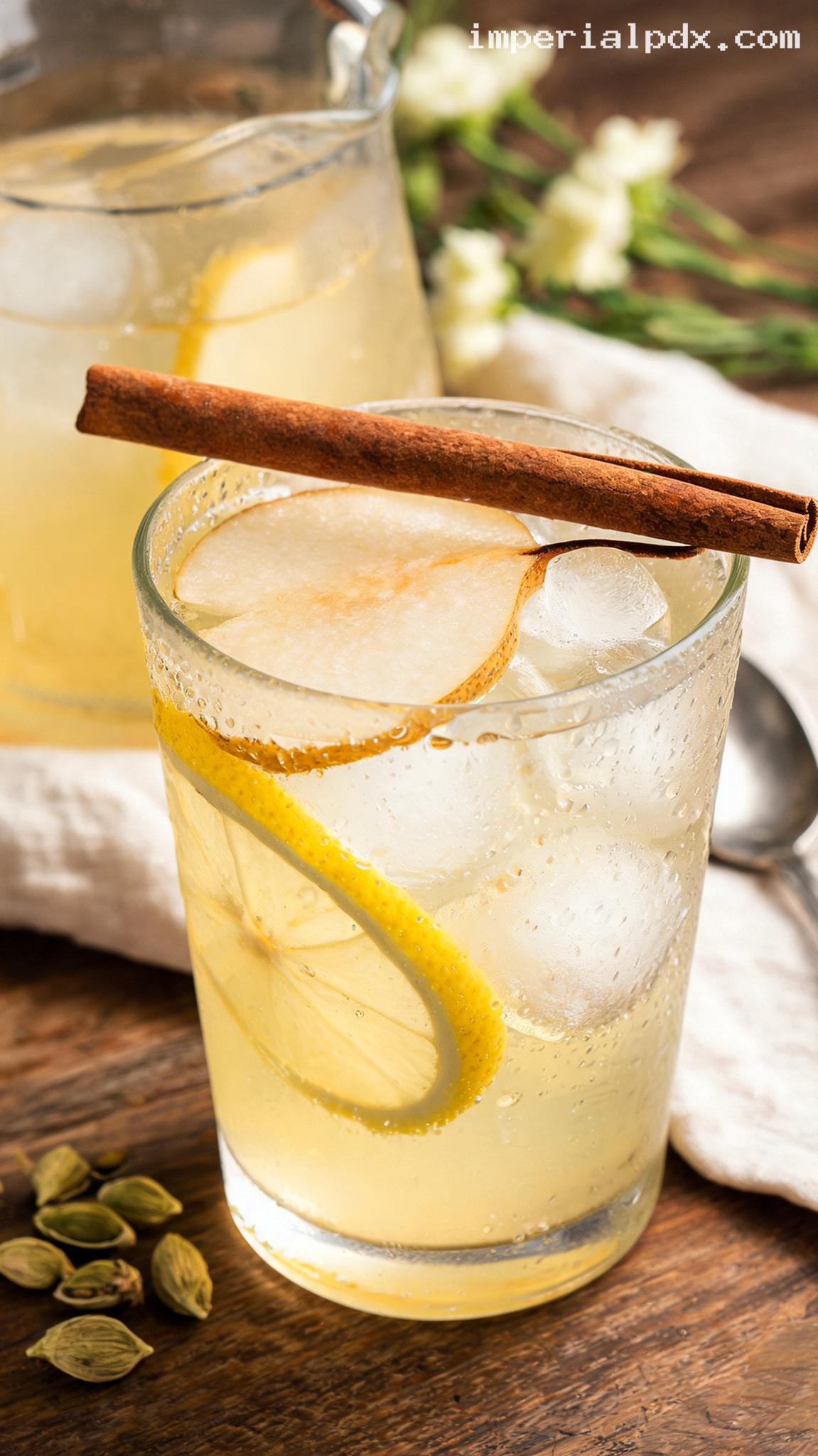 Spiced Pear Lemonade with Cardamom and Cinnamon – Closeup
