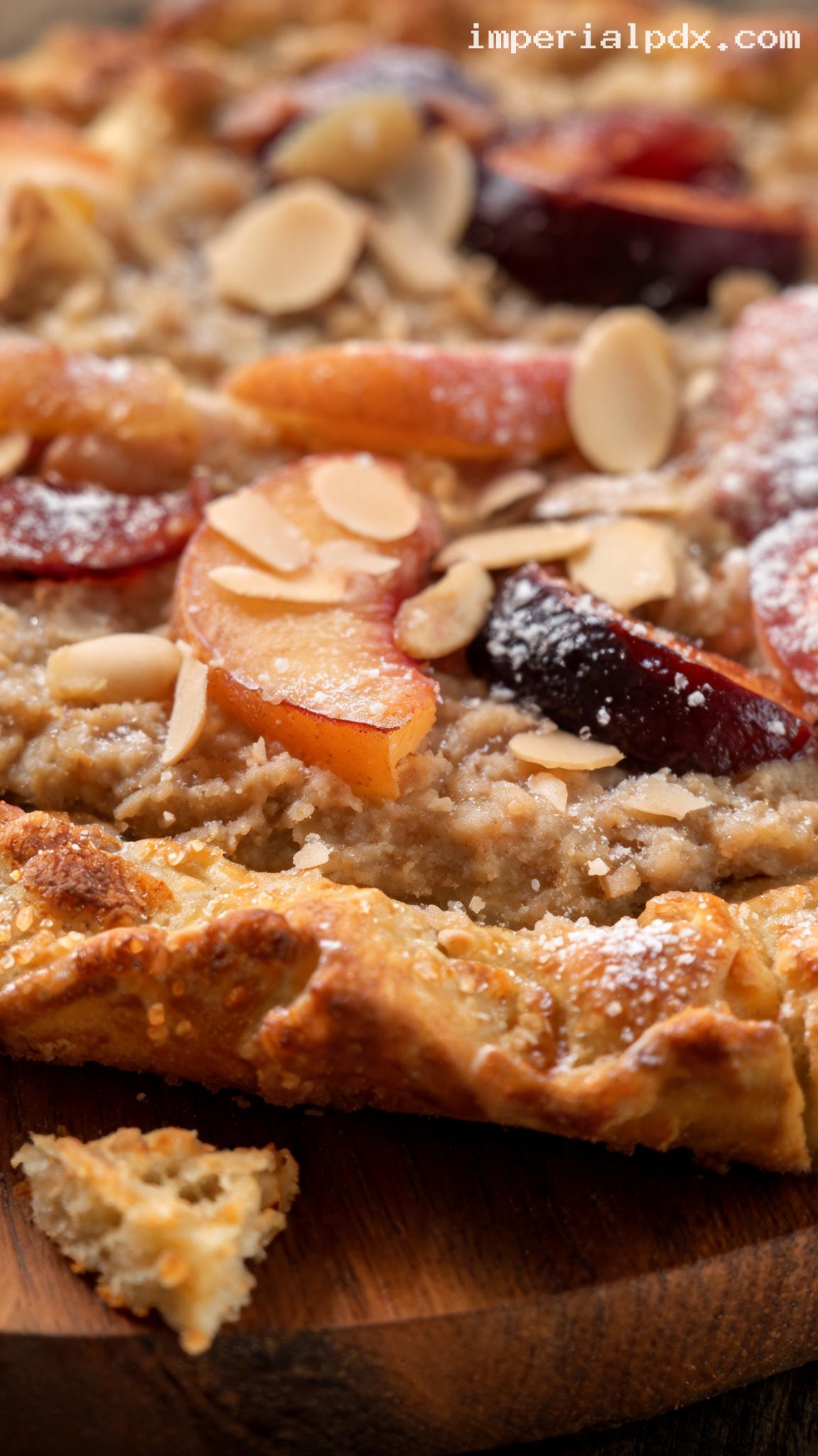 Stone Fruit Frangipane Dessert Pizza – Closeup