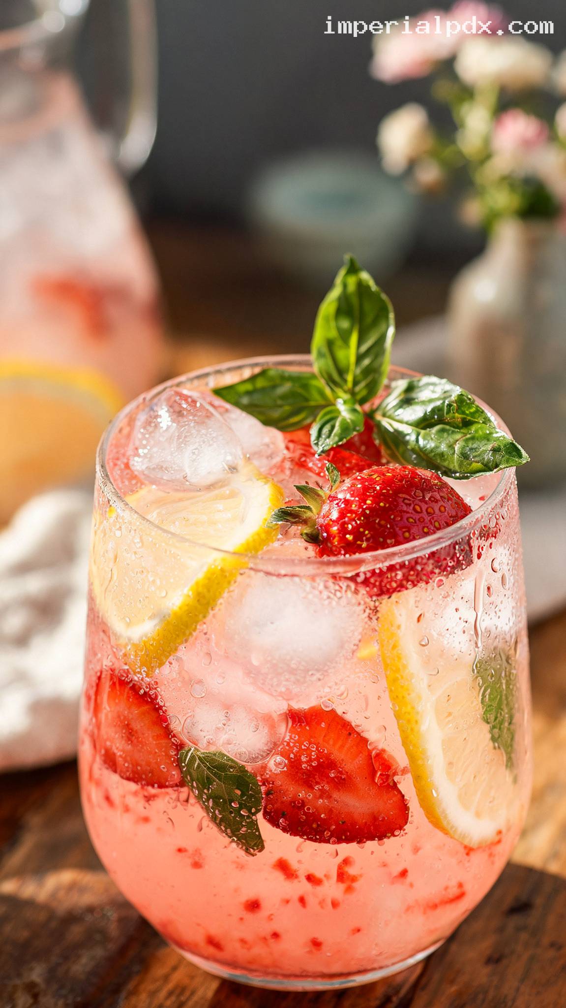 Strawberry Basil Lemonade – Closeup