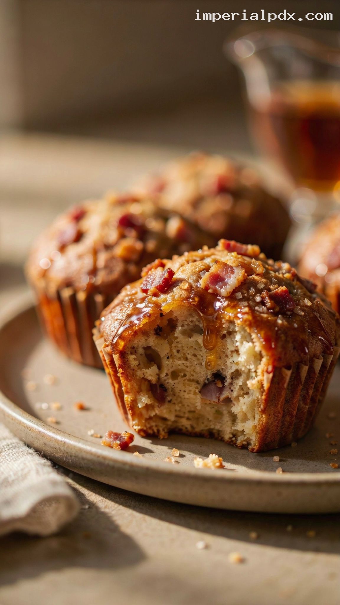 Sweet and Savory Maple Bacon Muffins – Closeup