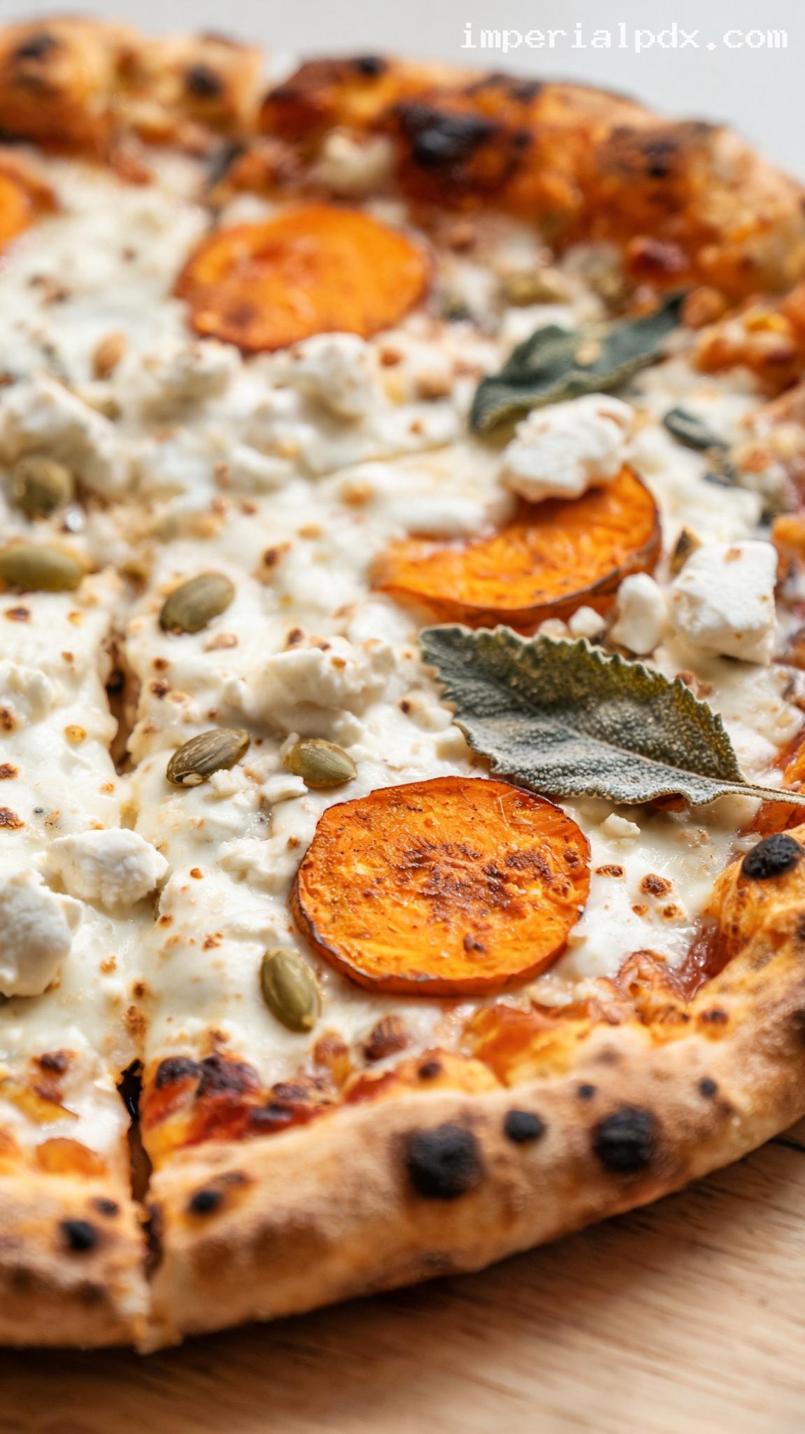 Sweet Potato and Sage White Pizza – Closeup