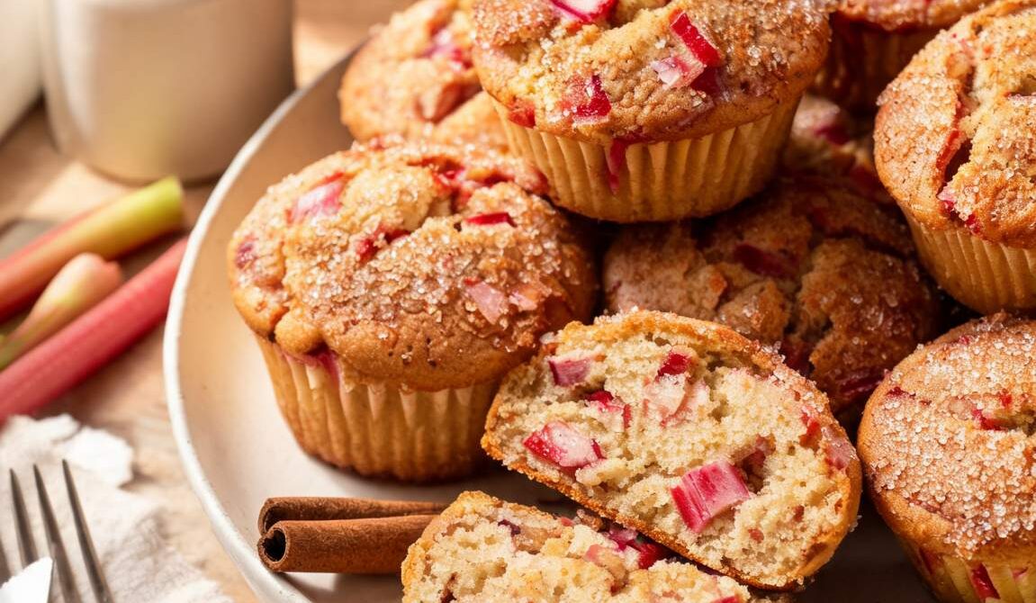 Sweet-Tart Rhubarb Muffins With Cinnamon