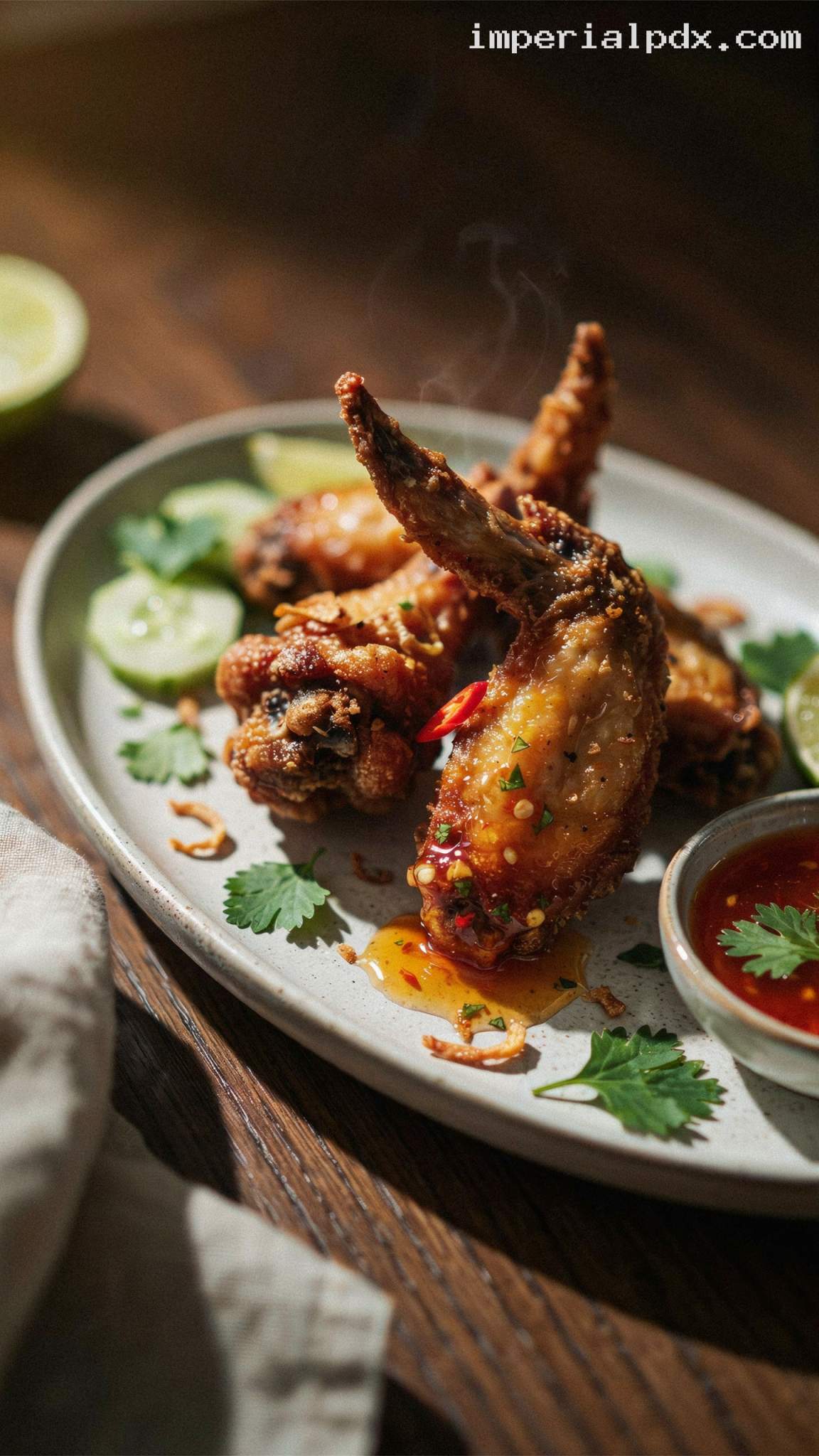 Thai Fried Chicken With Sweet Chili Dip – Closeup