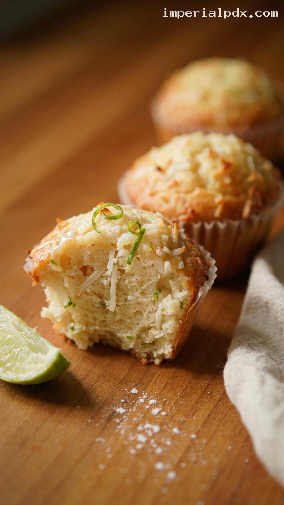 Tropical Coconut Lime Muffins – Closeup