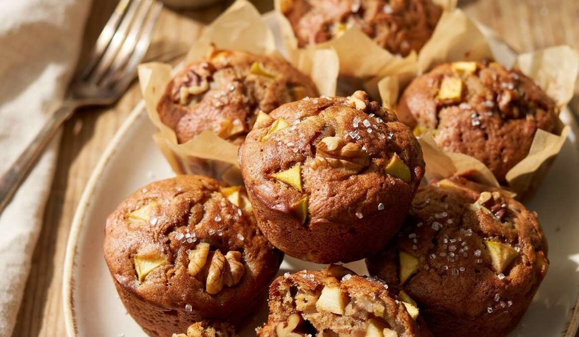 Warmly Spiced Apple Walnut Muffins
