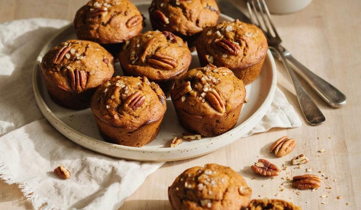 Warmly Spiced Pumpkin Pecan Muffins
