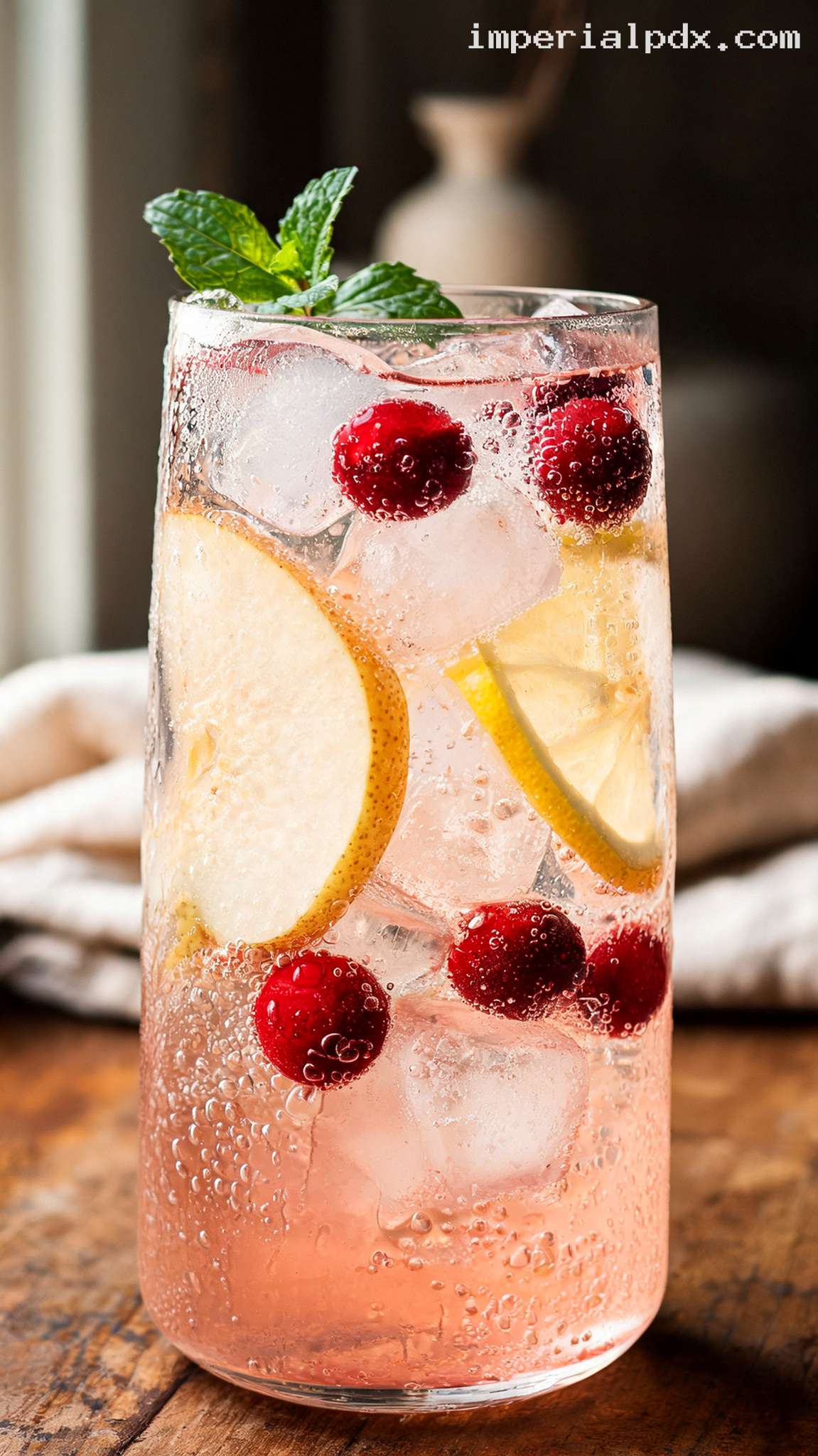 White Cranberry Pear Cooler – Closeup