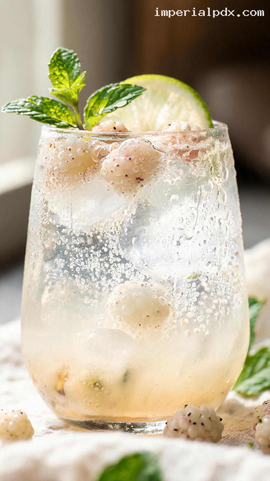 White Mulberry Mint Fizz – Closeup