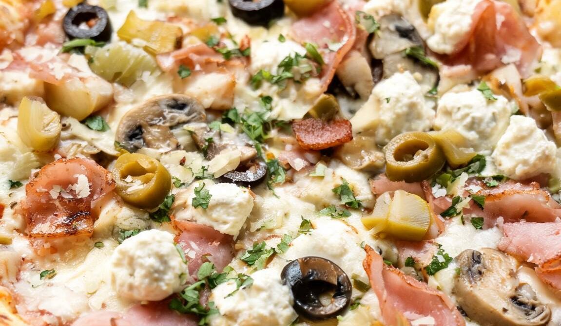 White Pizza Capricciosa With Ham and Artichokes