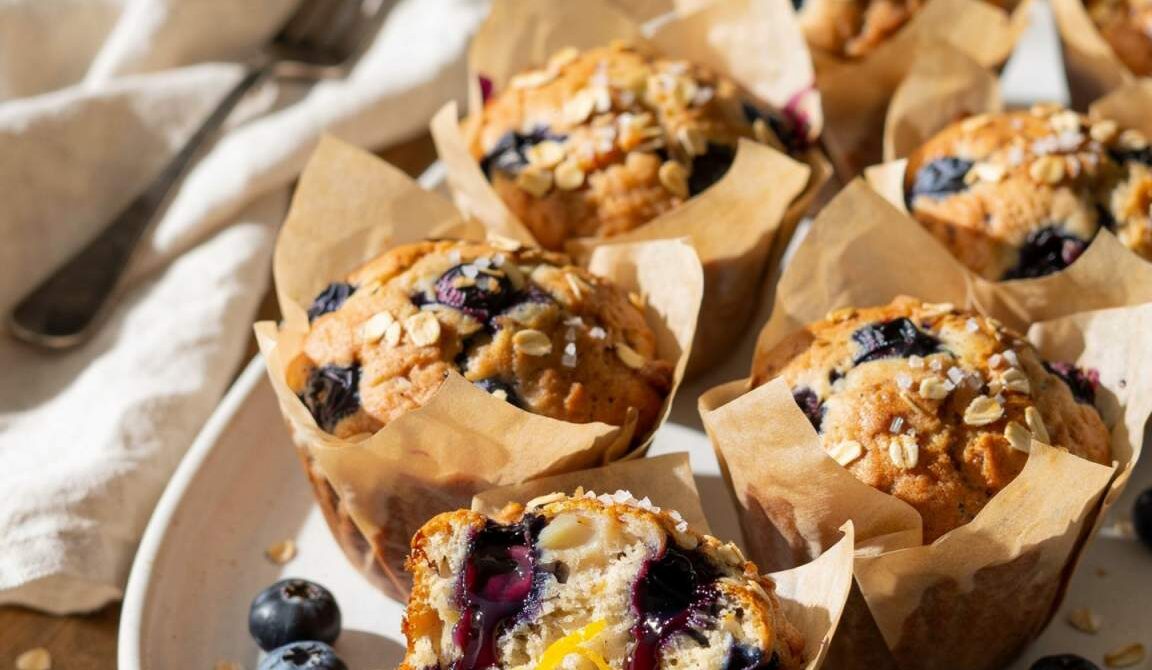 Wholesome Blueberry Oatmeal Muffins