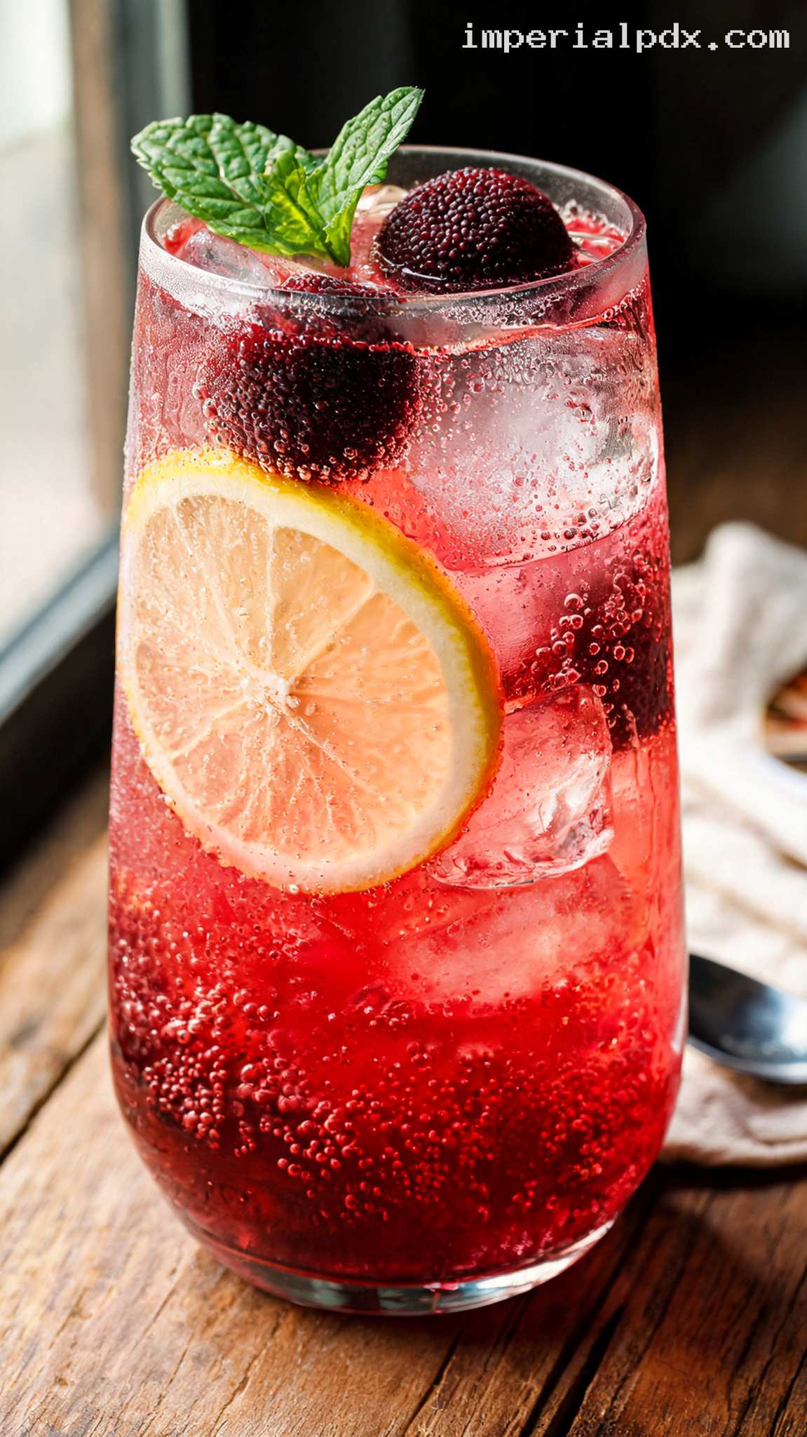 Yumberry Lemon Sparkler With Bubbly Lemonade – Closeup