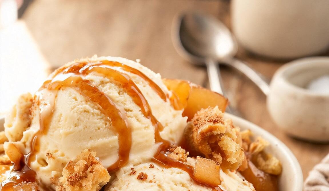 Apple Pie Ice Cream With Caramel Swirls