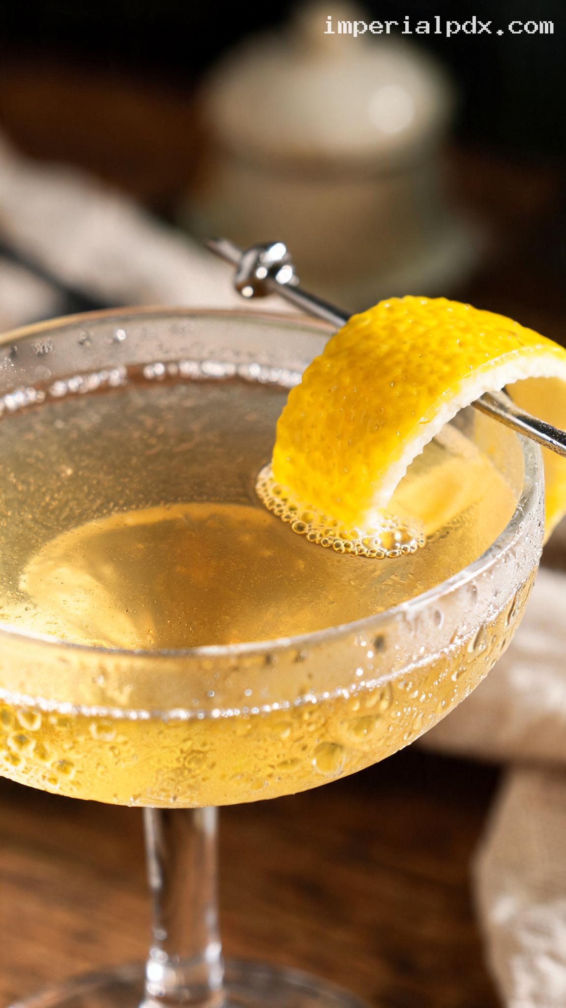 Bee’s Knees Gin Cocktail With Lemon and Honey – Closeup
