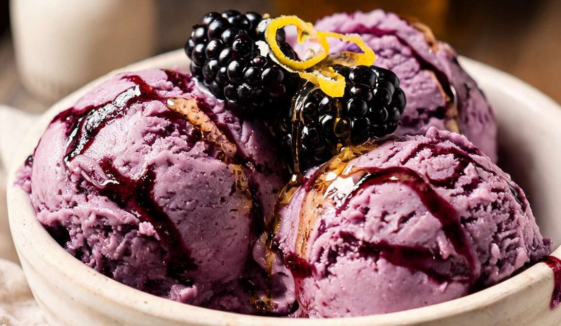 Blackberry Honey Custard Ice Cream