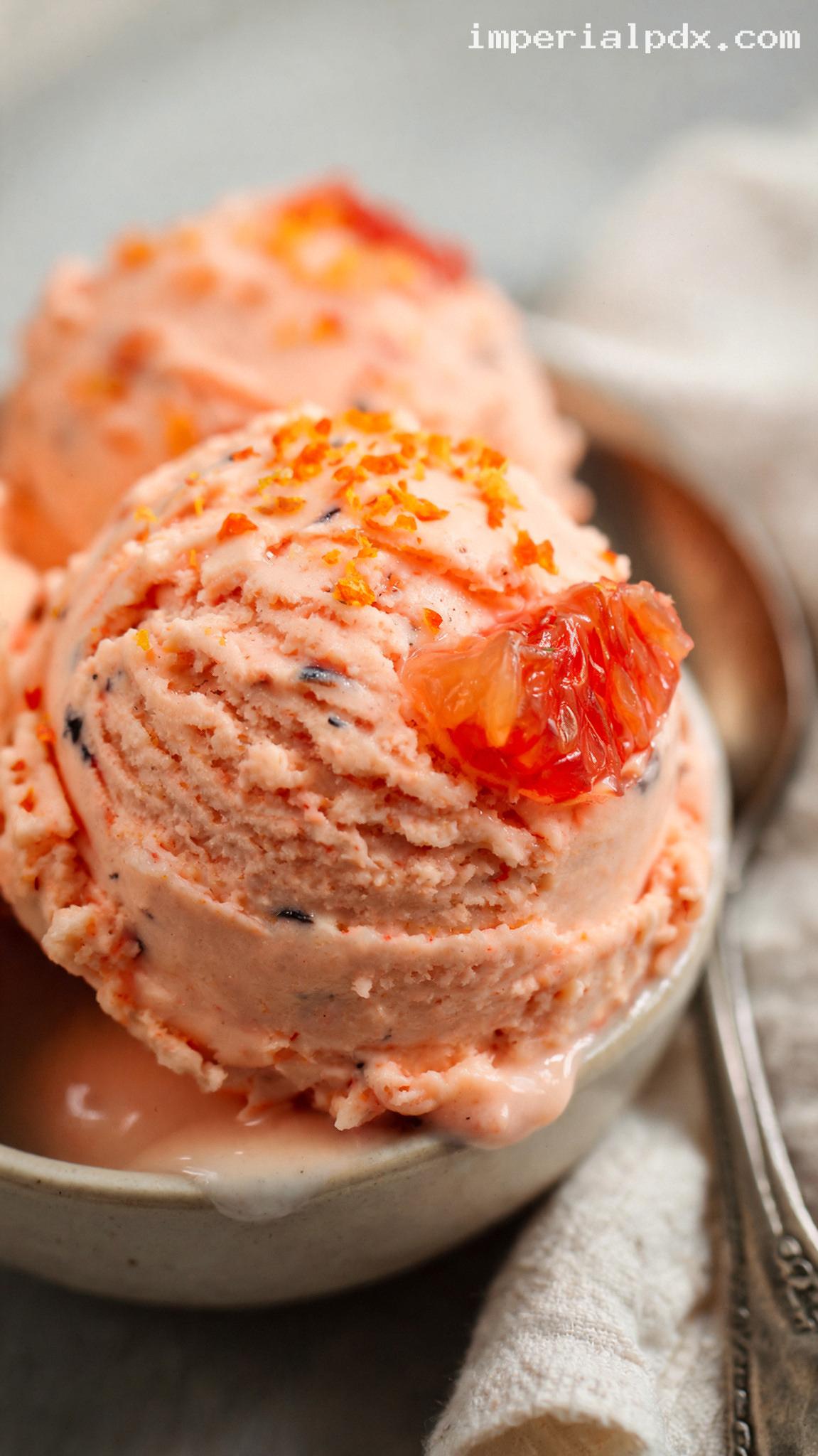 Blood Orange Vanilla Bean Ice Cream – Closeup