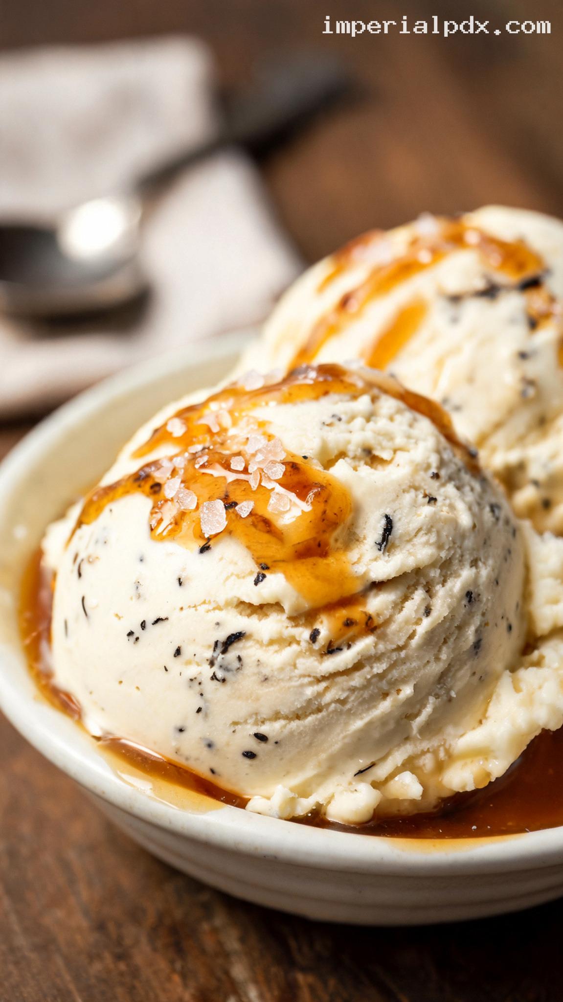 Bourbon Vanilla Caramel Swirl Ice Cream – Closeup