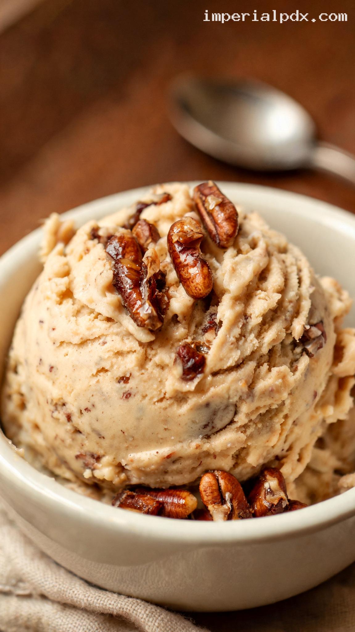 Brown Sugar Butter Pecan Ice Cream – Closeup